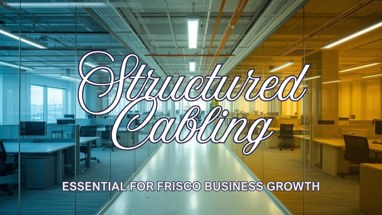 Professional structured cabling installation in a Frisco TX office with labeled patch panels and Cat 6A cable runs